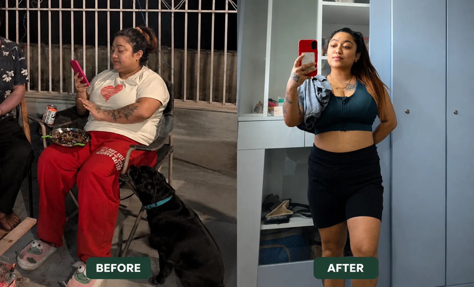 Atreyee's transformation, before and after